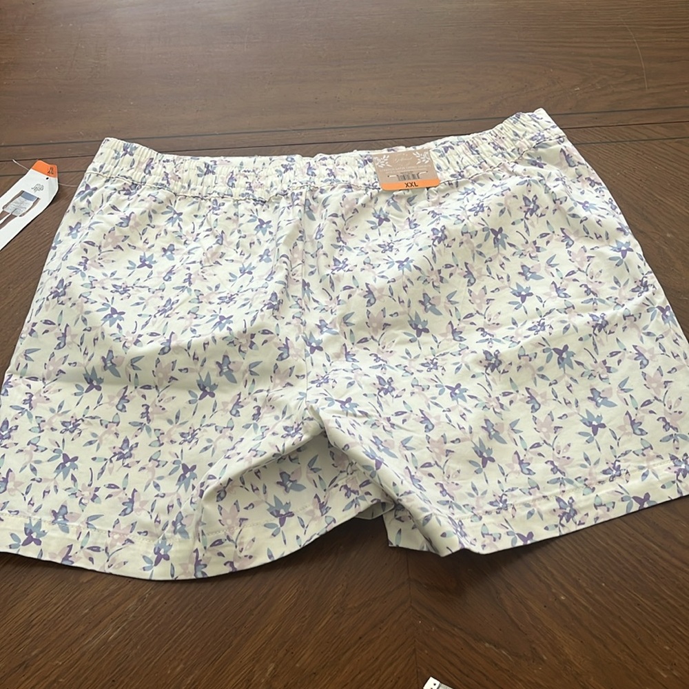 NWT Jach’s Girlfriend Stretch Chino Shorts Blue Pink Purple Botanical Print - Picture 13 of 14